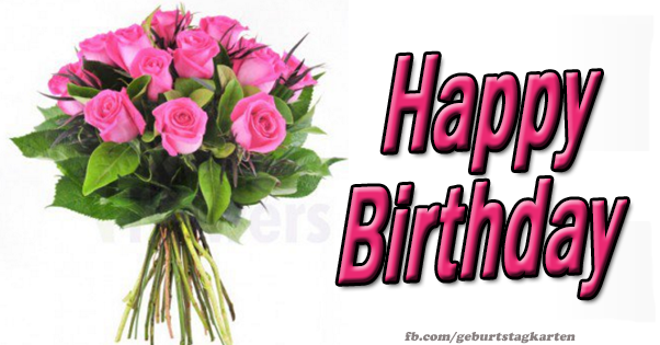 Birthday greeting card with a rose bouquet