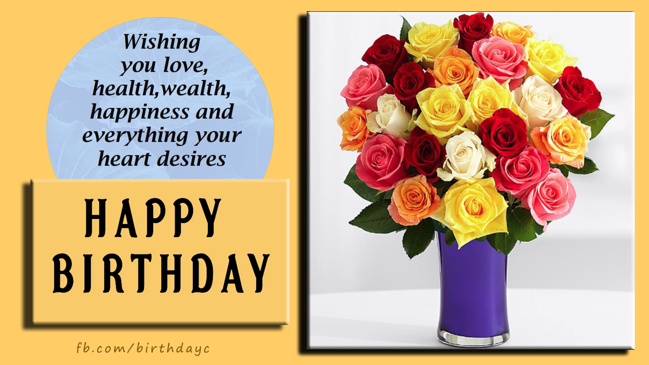 Flowers And Happy Birthday Greeting Cards