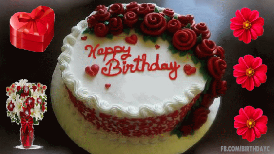 Heart , the cake Rose Birthday Greeting Card