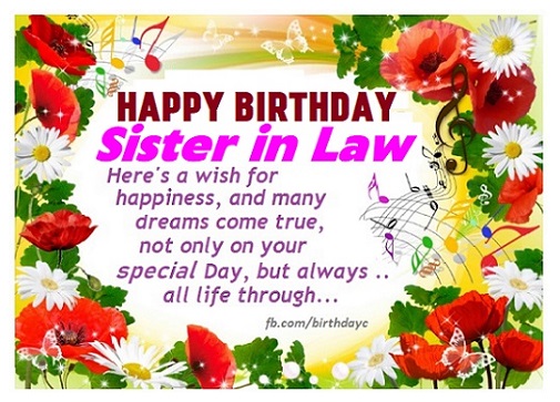 Sister-in-law birthday wishes card