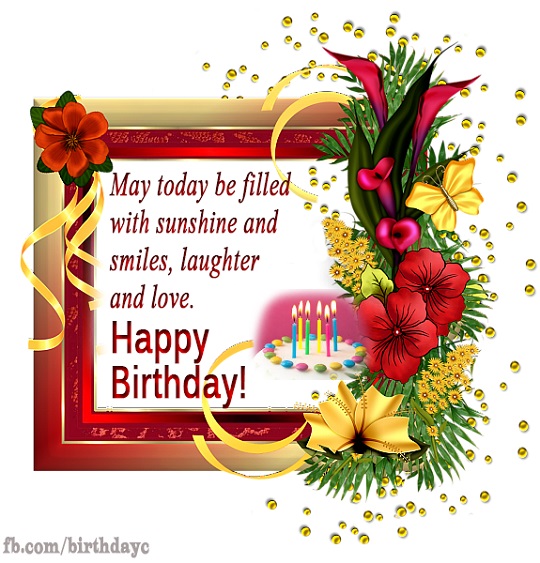 Happy Birthday Wishes cards, flower frame