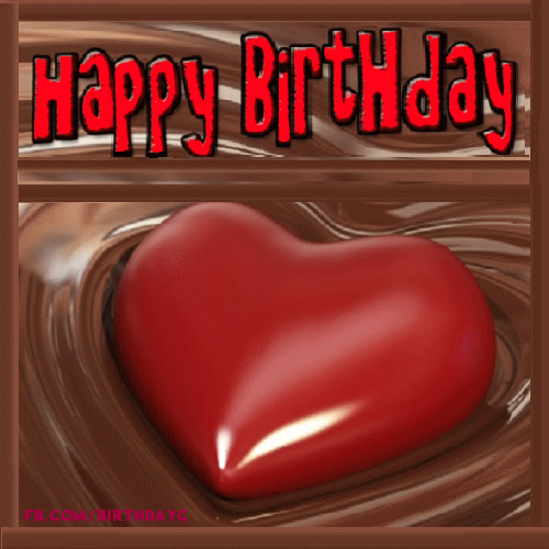Hearted birthday greeting card from chocolate