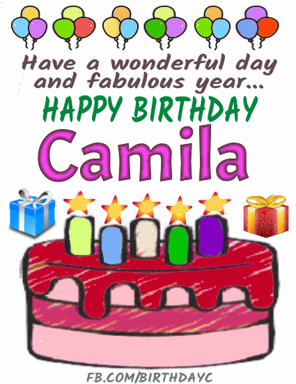 Happy Birthday Camila gif cake candles