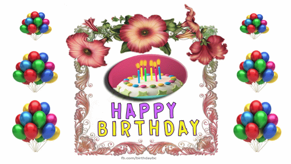 birthday flowers gif card