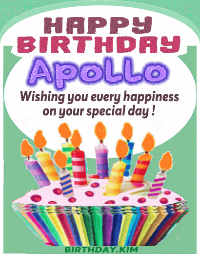 Happy Birthday Apollo cake candles wish gif