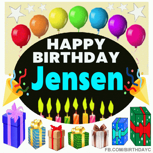 Happy Birthday Jensen gif card balloons