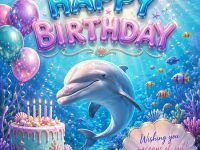happy birthday dolphin birthday card