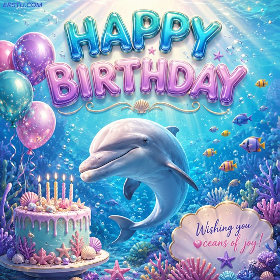 happy birthday dolphin birthday card