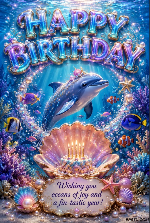 happy birthday dolphin birthday card