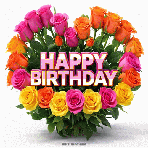 heart birthday roses gif