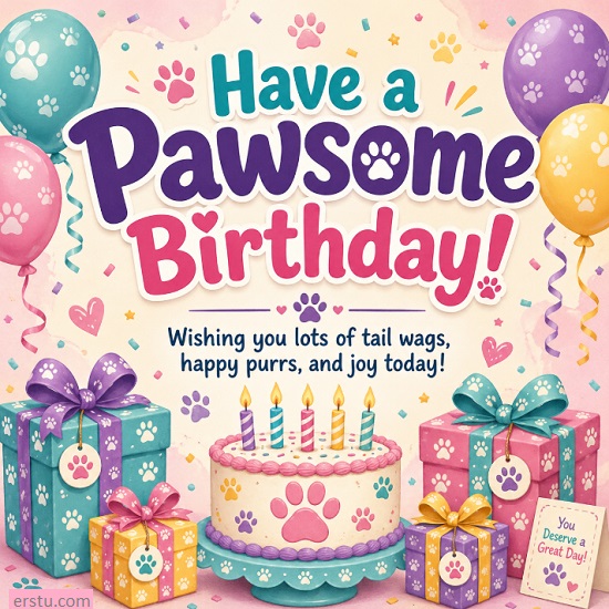 Paw Print Birthday Cards