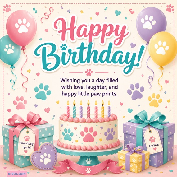Paw Print Birthday Cards