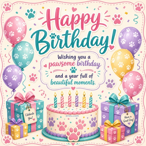 Paw Print Birthday Cards