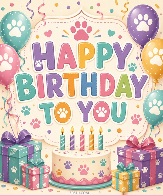 Paw Print Birthday Cards