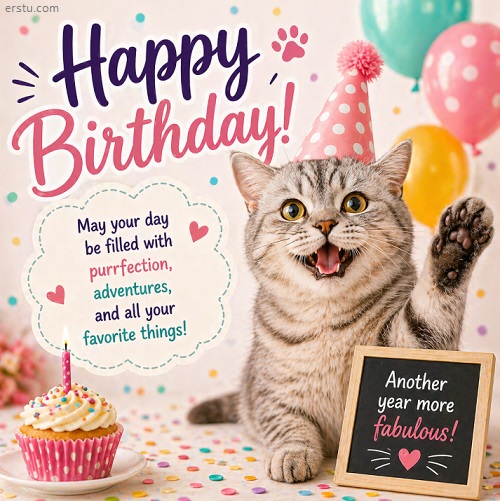Cat Birthday Wishes Card