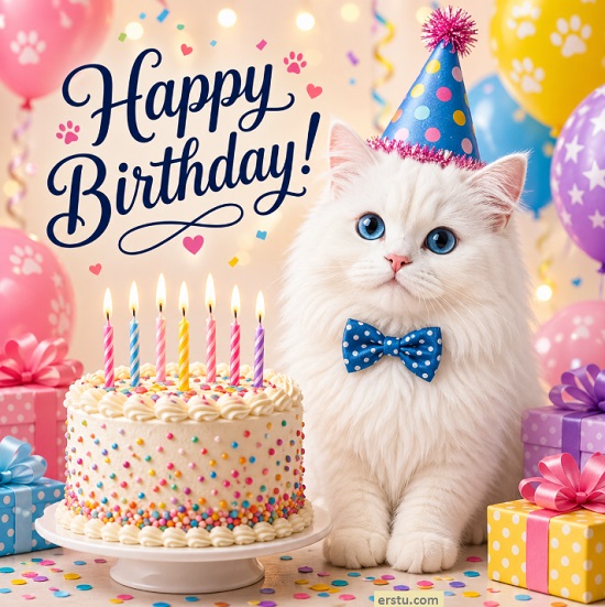 Cat Birthday Wishes Card