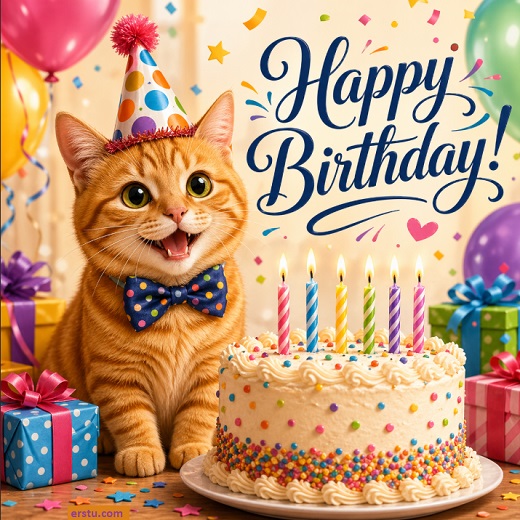 Cat Birthday Wishes Card